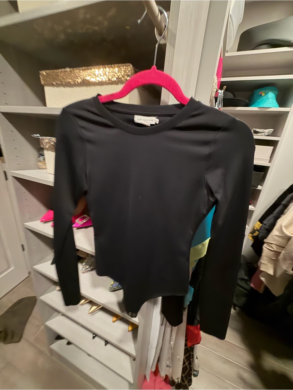 Good American Black Long-Sleeve Bodysuit